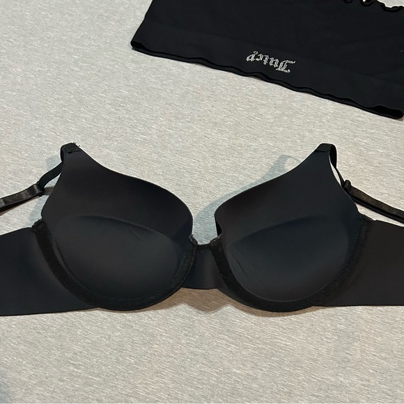 Juicy Couture Rhinestone Logo Bra & Boyshort Set Black Y2K 34C M - Picture 2 of 8